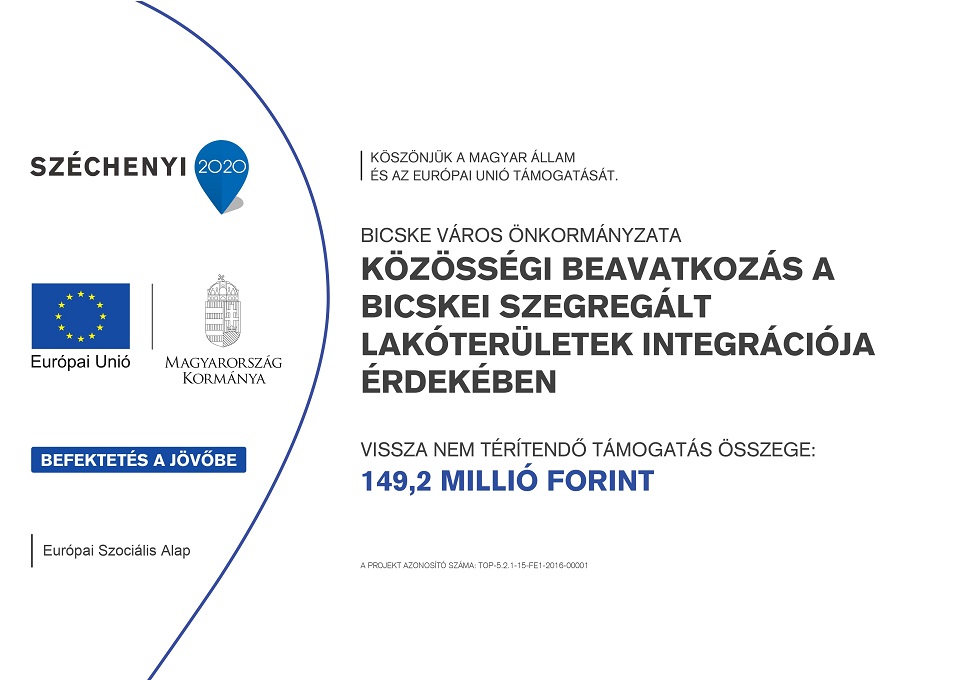 Közösségi beavatkozás pályázat tájékoztató táblája